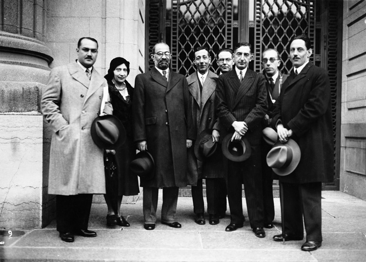 Delegation of Imperial Iran (Persia) to the League of Nations in Geneva, Switzerland, 1311 (1932/1933). Third from the right is Foroughi.